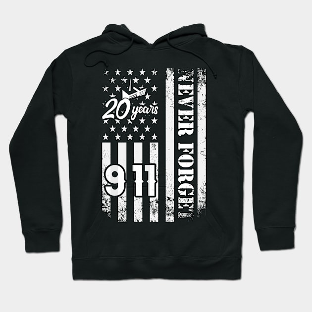 Never Forget 911 20th Anniversary Patriot Day USA Flag Hoodie by Charaf Eddine